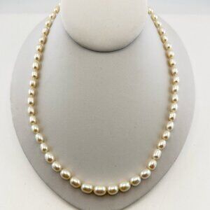 Honora Pearl Necklace White 20" Oval Sterling Silver Graduated QVC Classic